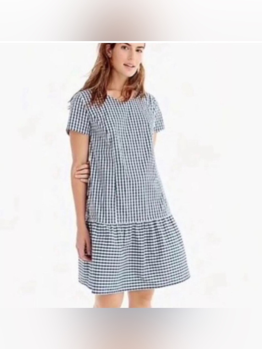 Universal Standard J.Crew Blue Gingham Short-Sleeve Mini Dress XL